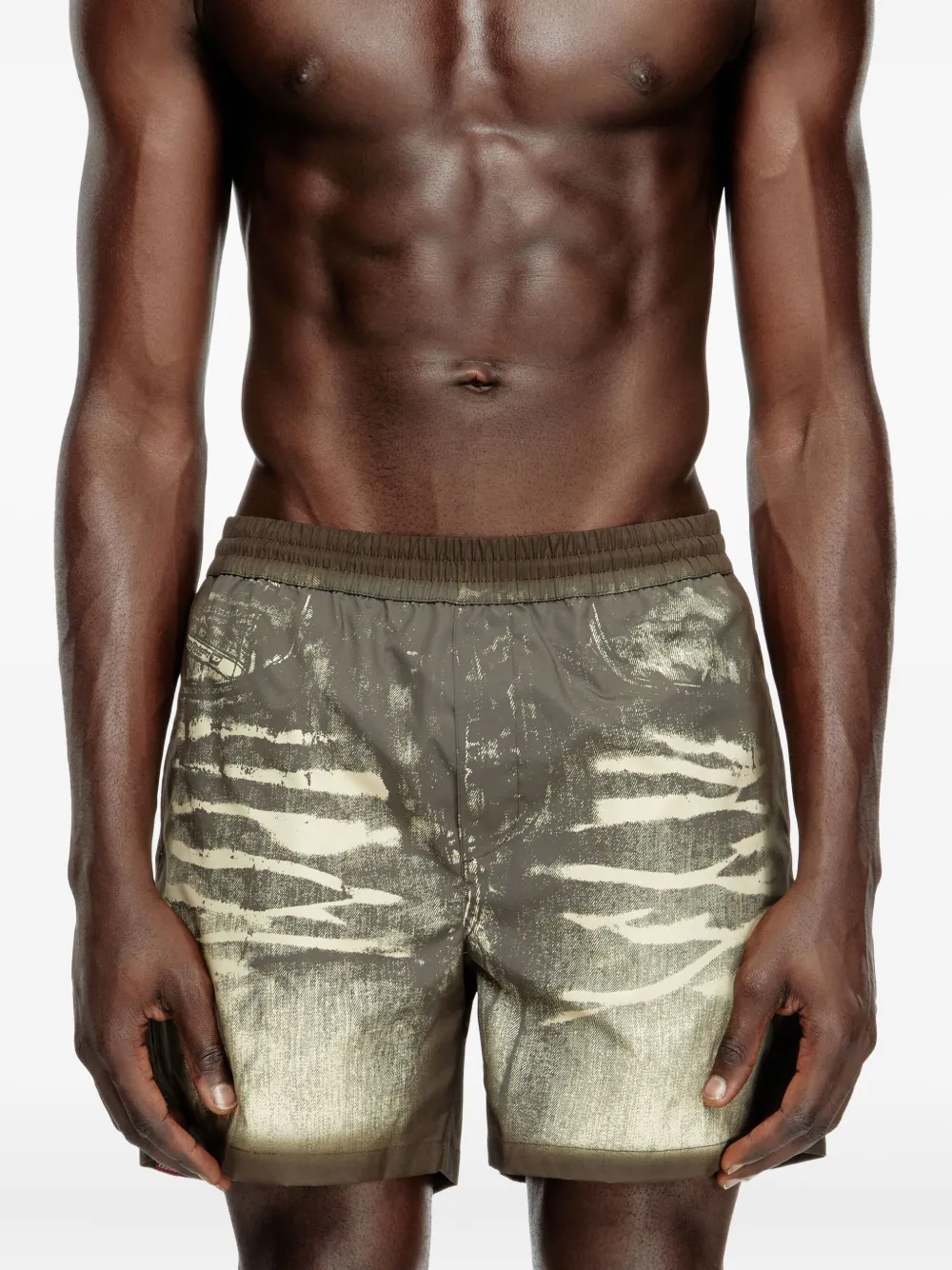 Diesel Rio zwembroek met elastische taille en print Bruin