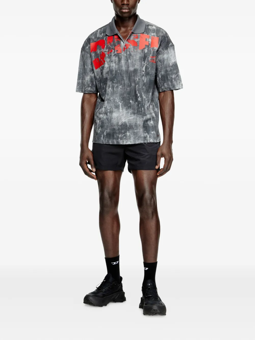 Diesel Timothe poloshirt met logoprint Zwart