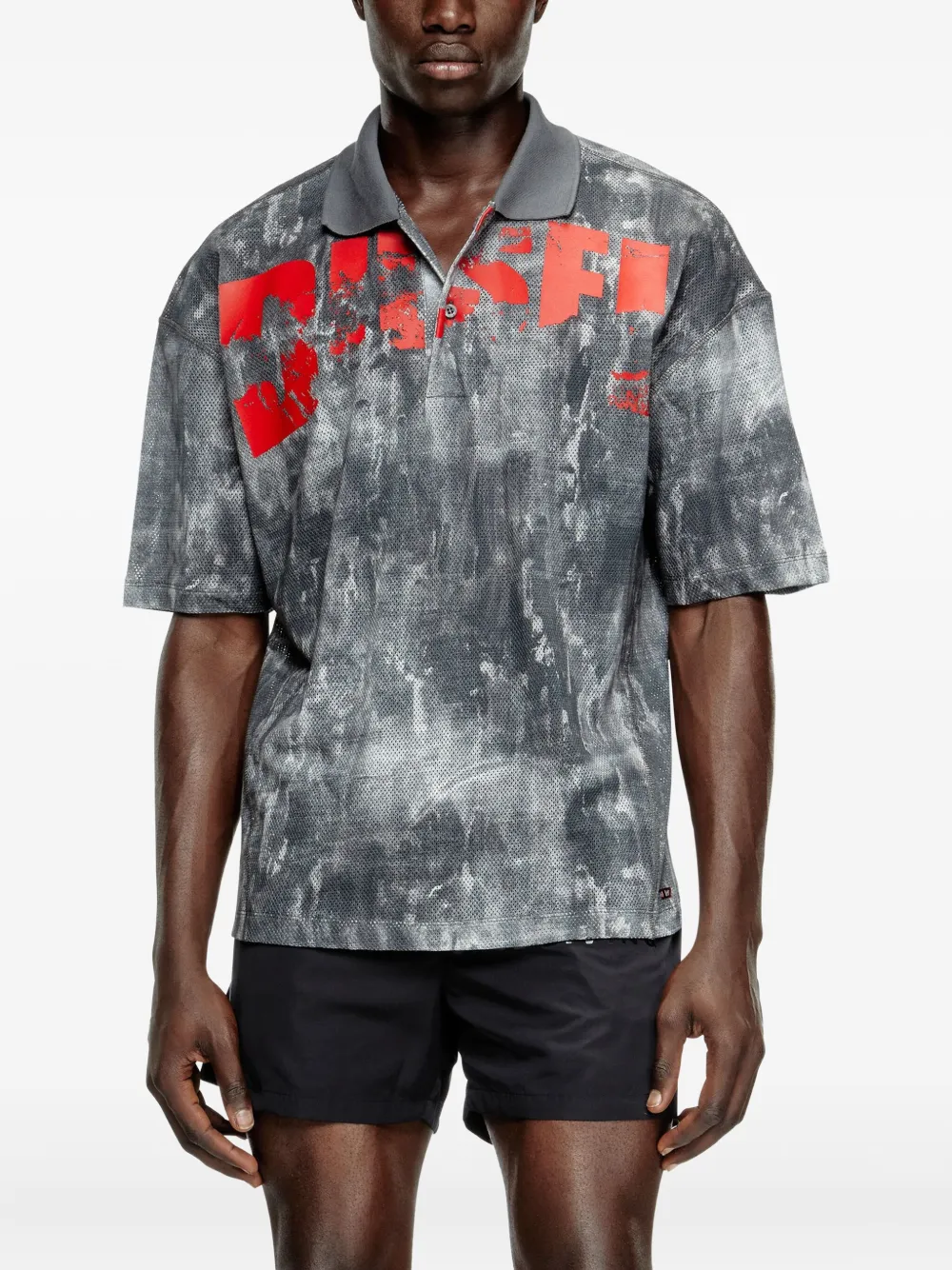 Diesel Timothe poloshirt met logoprint Zwart