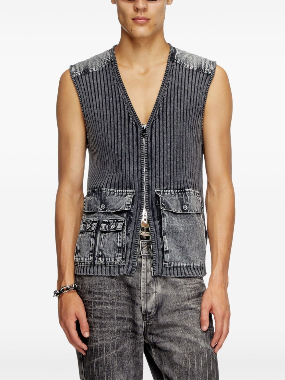 Shop Diesel K-margie Vest In Grey