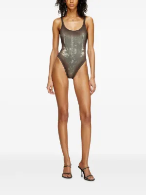 ◆DIESEL◆ M Cadix One Piece Olive A174490DLAX5DR A174490DLA Tropical Cutout Tummy Control One Piece Swimsuit