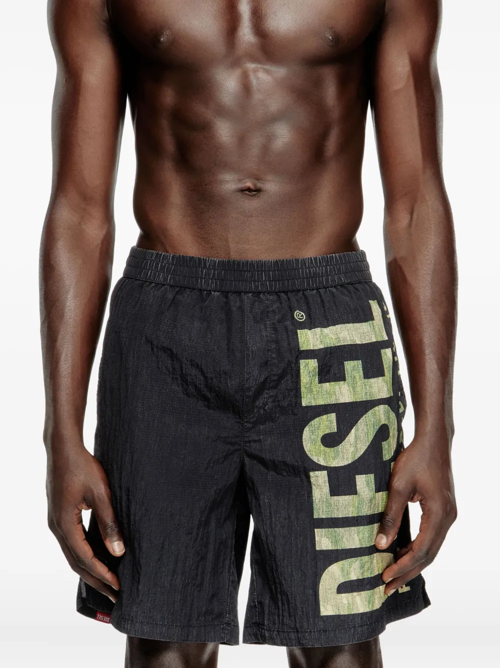 Diesel Powel zwembroek met logoprint Zwart
