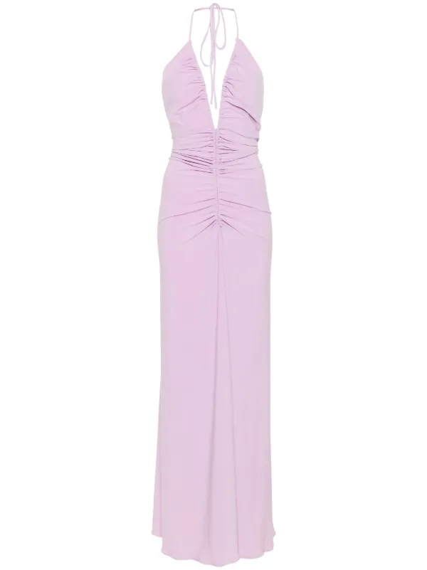 Monot V-Neck Draped Maxi Dress - Purple