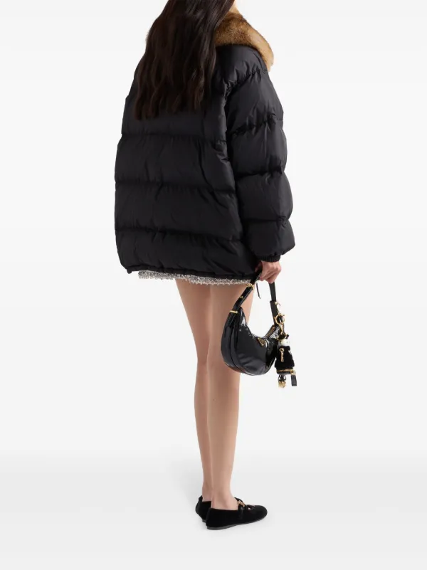 【関税＆送料込み】Prada Triangle-Logo Padded Jacket Prada Enamel triangle-logo Padded Jacket | Black | FARFETCH ID