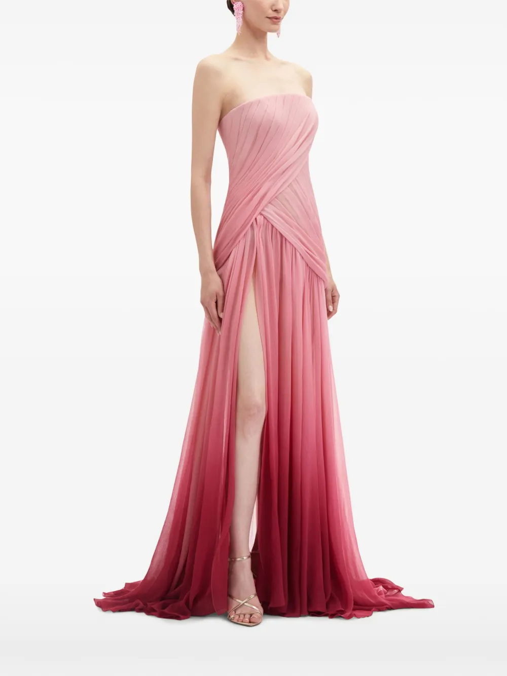 Oscar de la Renta Ombr� zijden chiffon avondjurk Roze