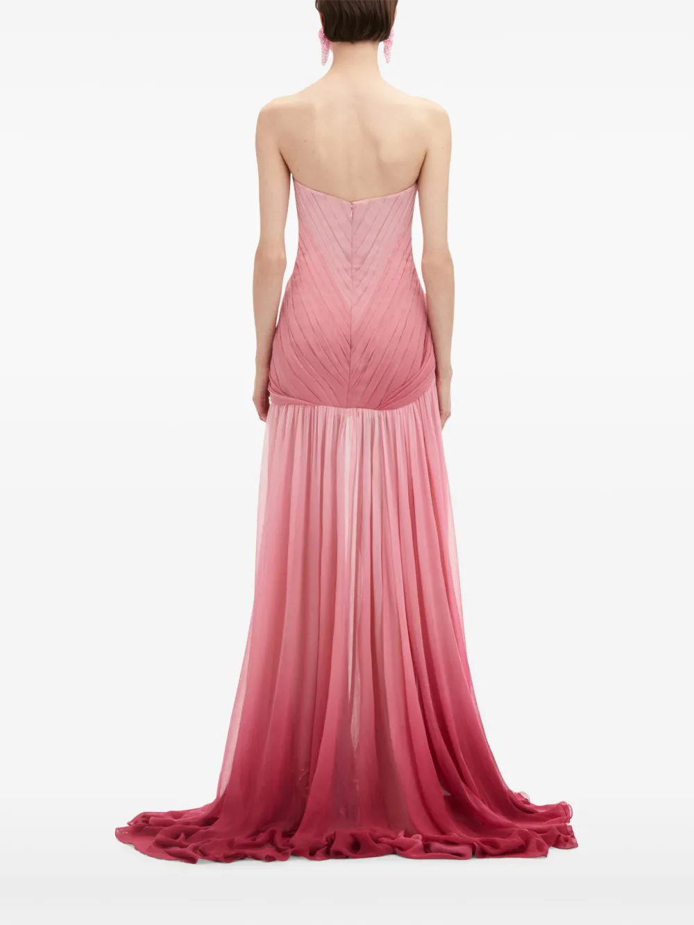Oscar de la Renta Ombr� zijden chiffon avondjurk Roze