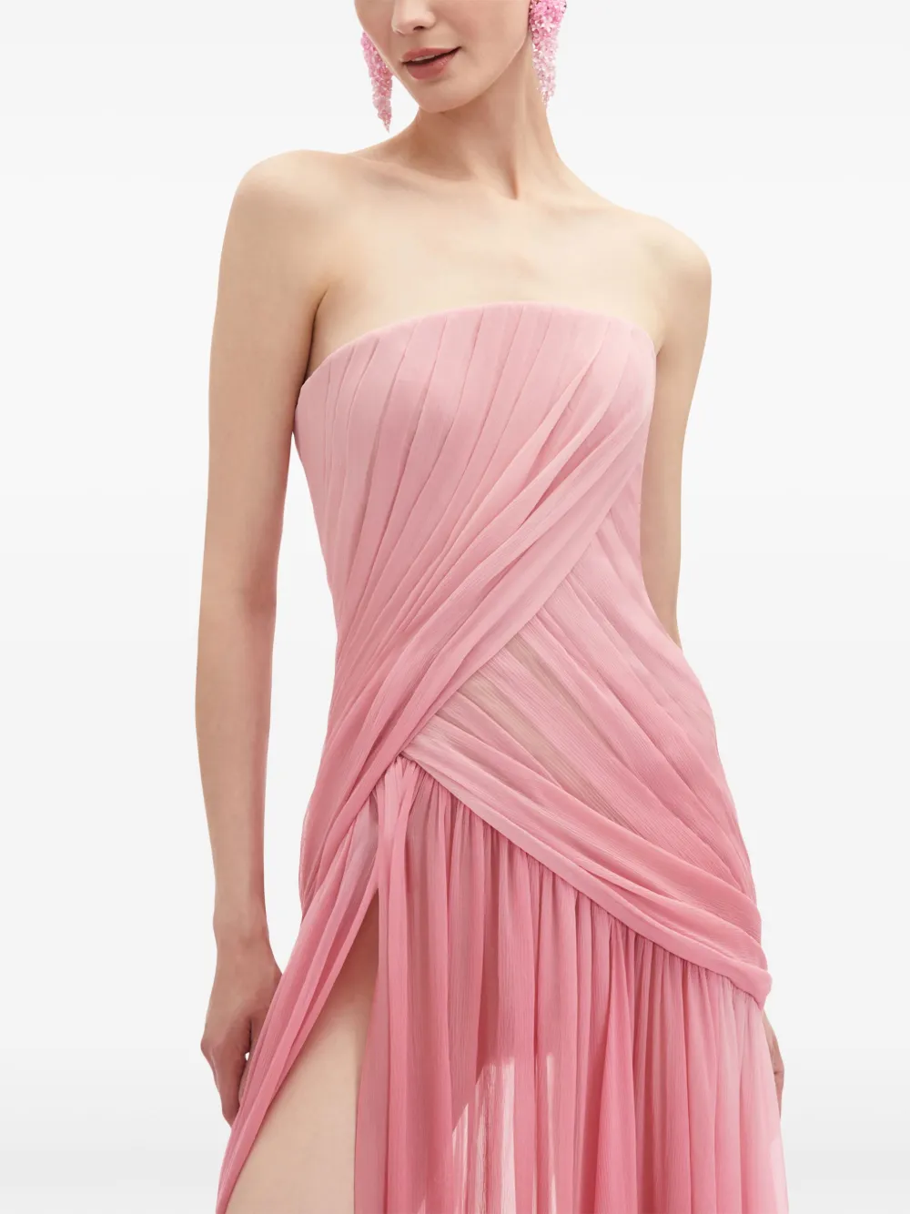 Oscar de la Renta Ombr� zijden chiffon avondjurk Roze