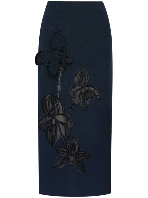 Jupe Orchid à broderies - Oscar de la Renta - Modalova