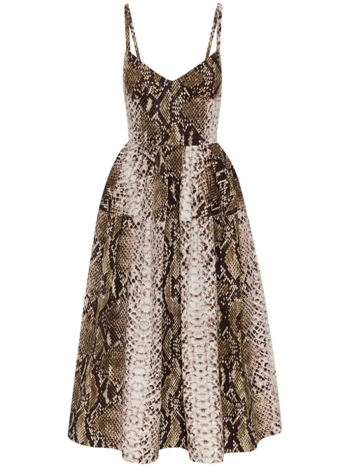 Robe mi-longue Snake en popeline - Oscar de la Renta - Modalova