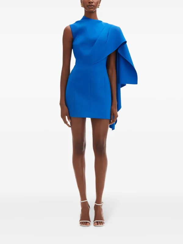 one-shoulder cape dress