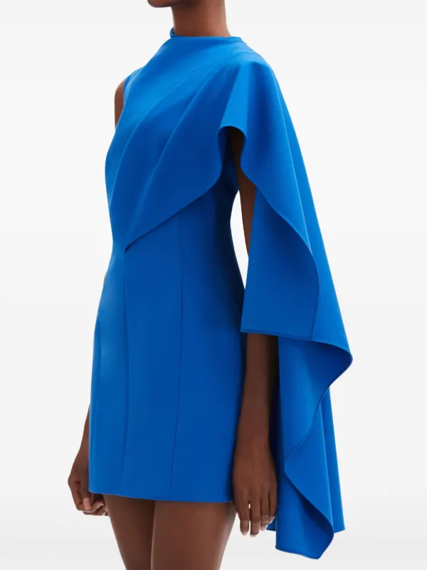one-shoulder cape dress