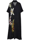 Oscar de la Renta Orchid jersey kaftan - Blue