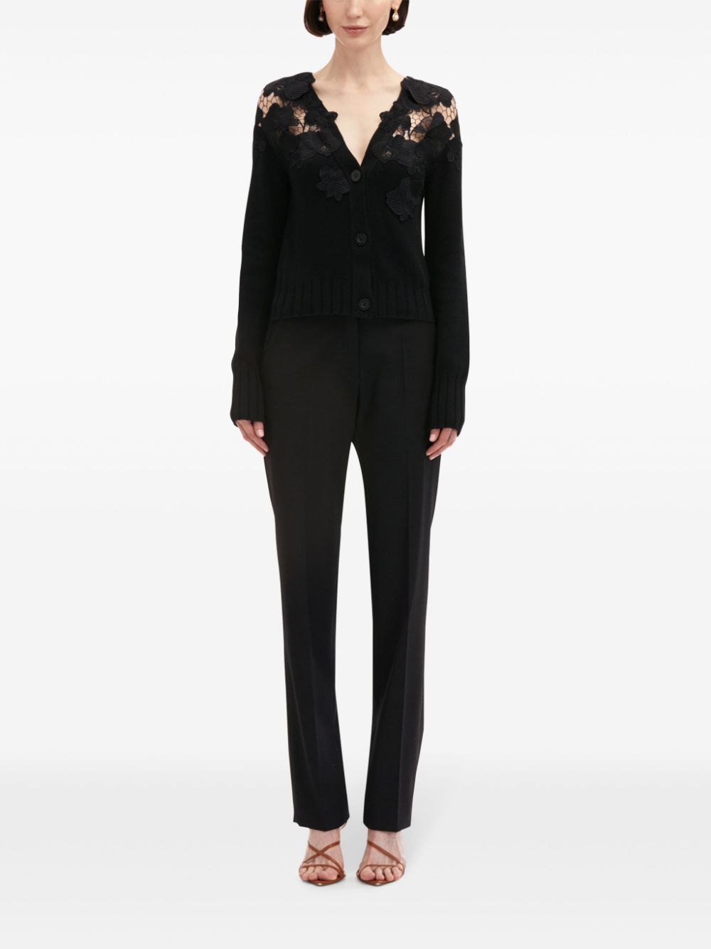 Oscar de la Renta Floral Guipure lace cardigan - Black