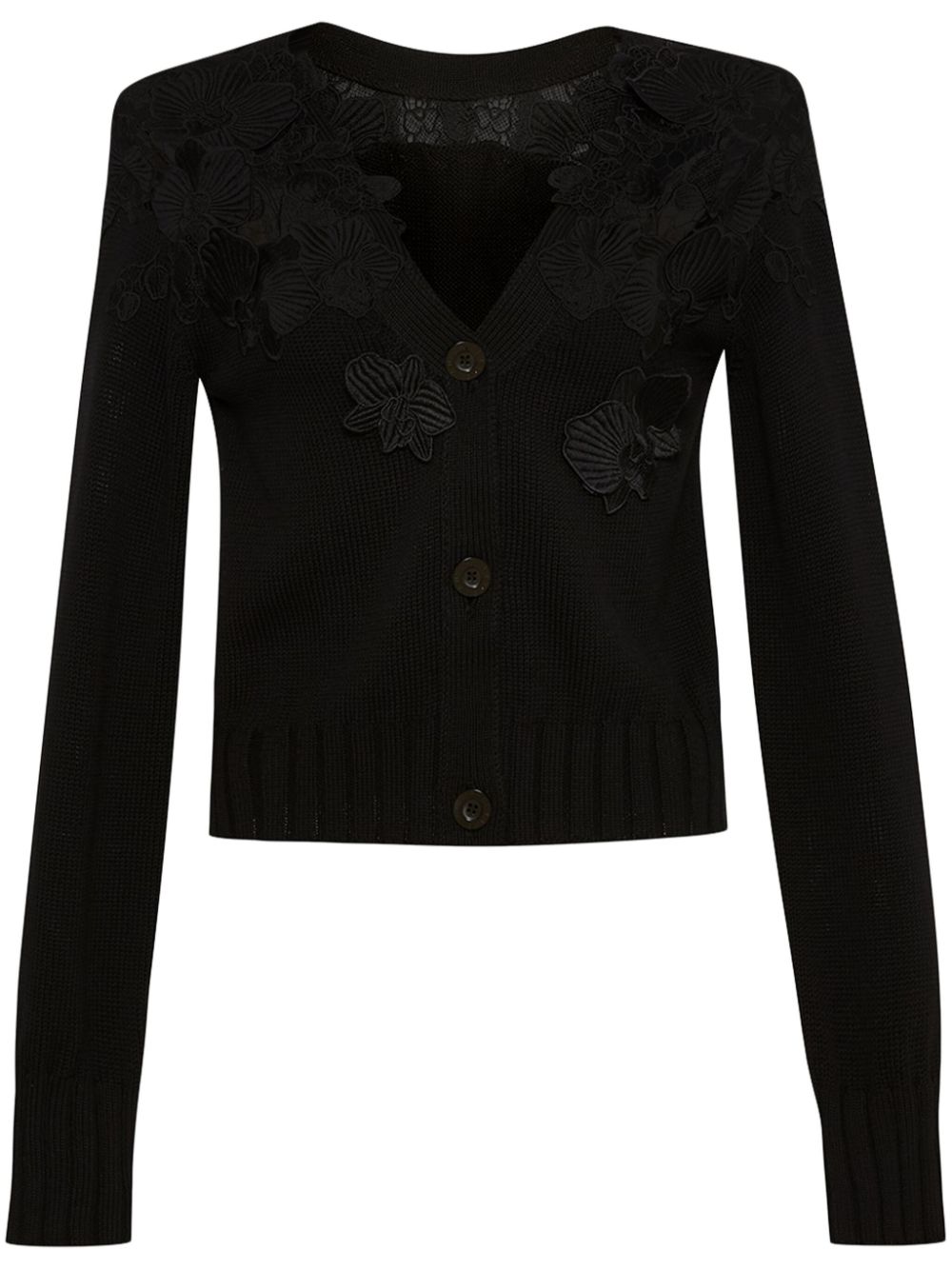 Oscar De La Renta Floral Guipure Lace Cardigan Black FARFETCH