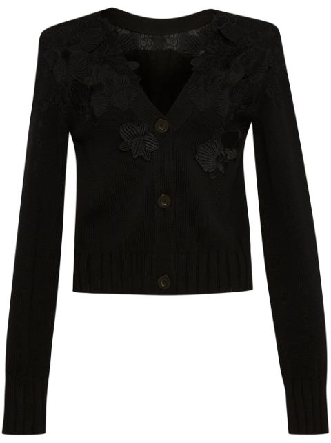 Oscar de la Renta cardigan Floral Guipure en dentelle