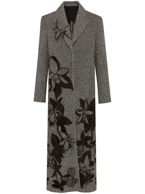 Oscar de la Renta Orchid embroidered wool coat