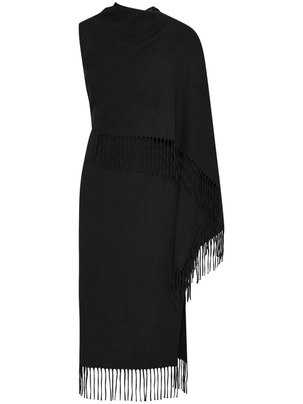 Fringed cape midi dress