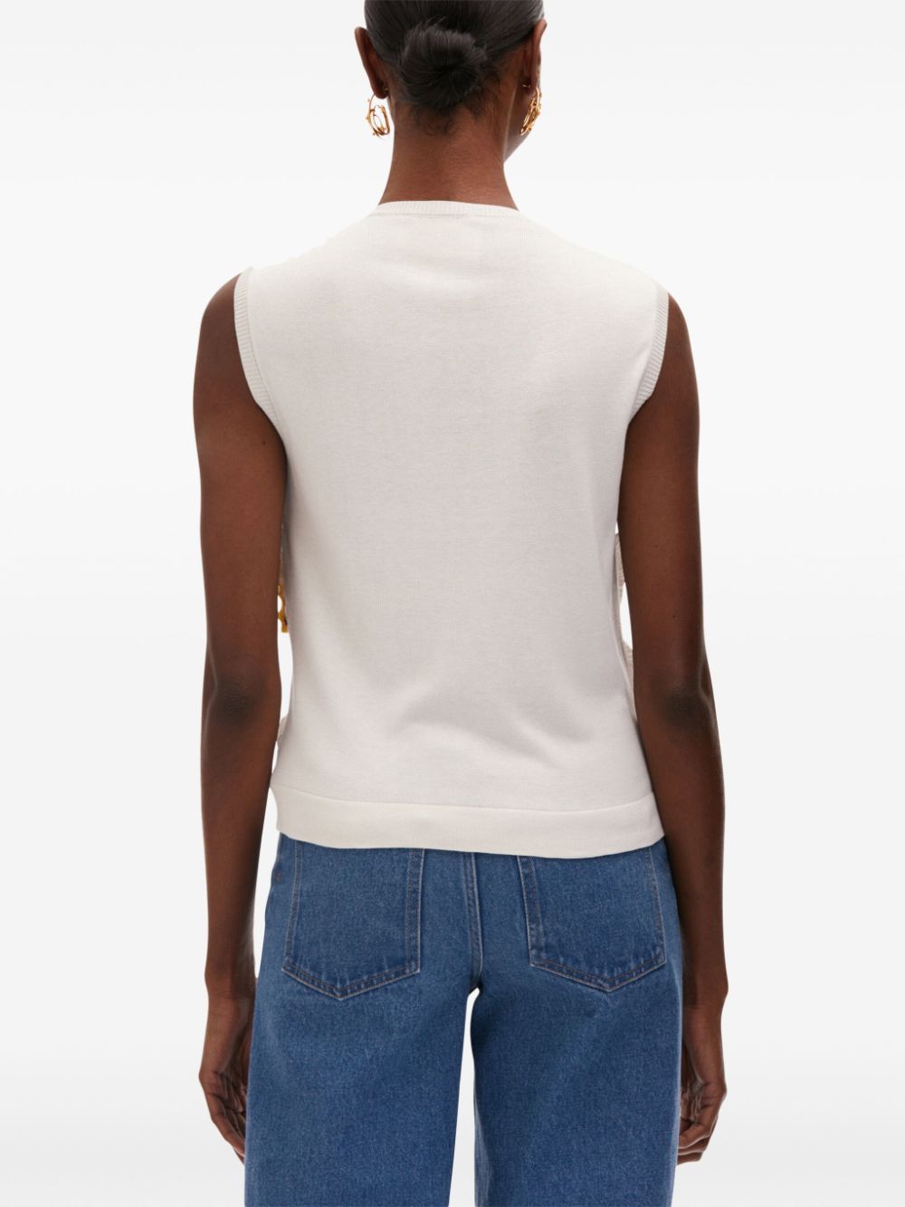 Shop Oscar De La Renta Orchid Threadwork-inset Tank Top In White