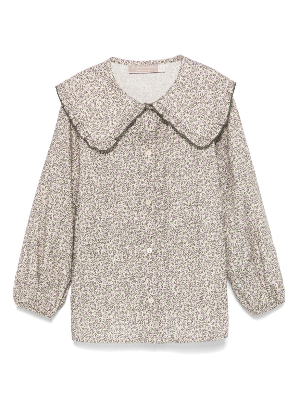 La Stupenderia Kids' Floral Blouse In Neutrals