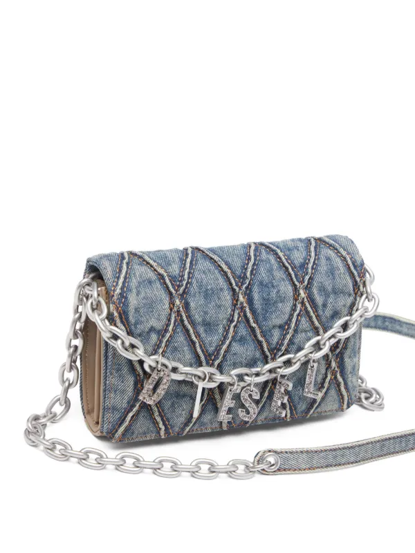 DIESEL Charm-D wallet デニム ショルダー 財布 関税送料込 CHARM-D WALLET STRAP ウォレットバッグ｜ブルー｜ウィメンズ