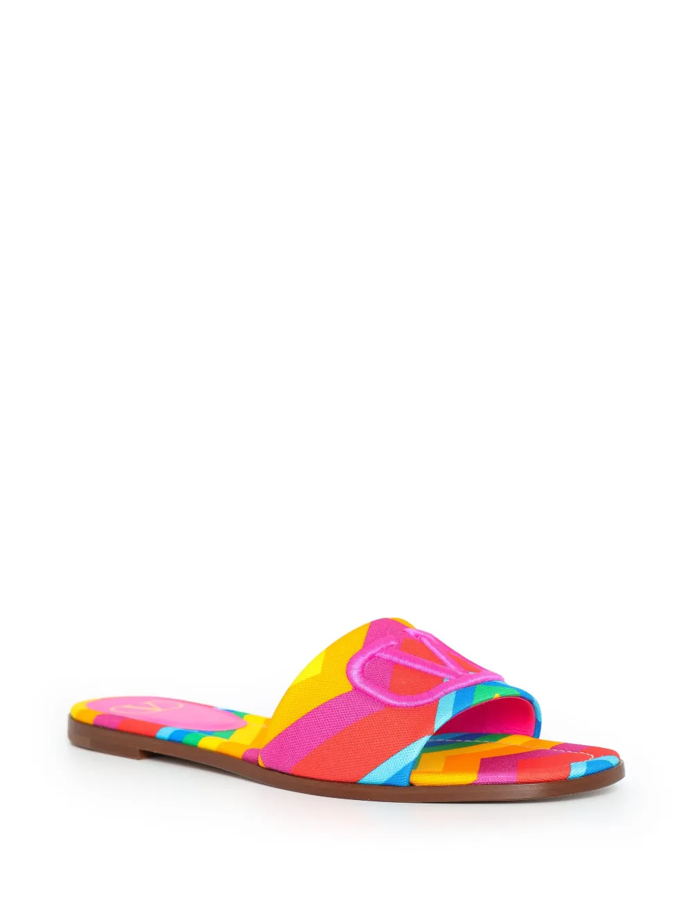 Valentino Garavani chevron-pattern slides - Roze