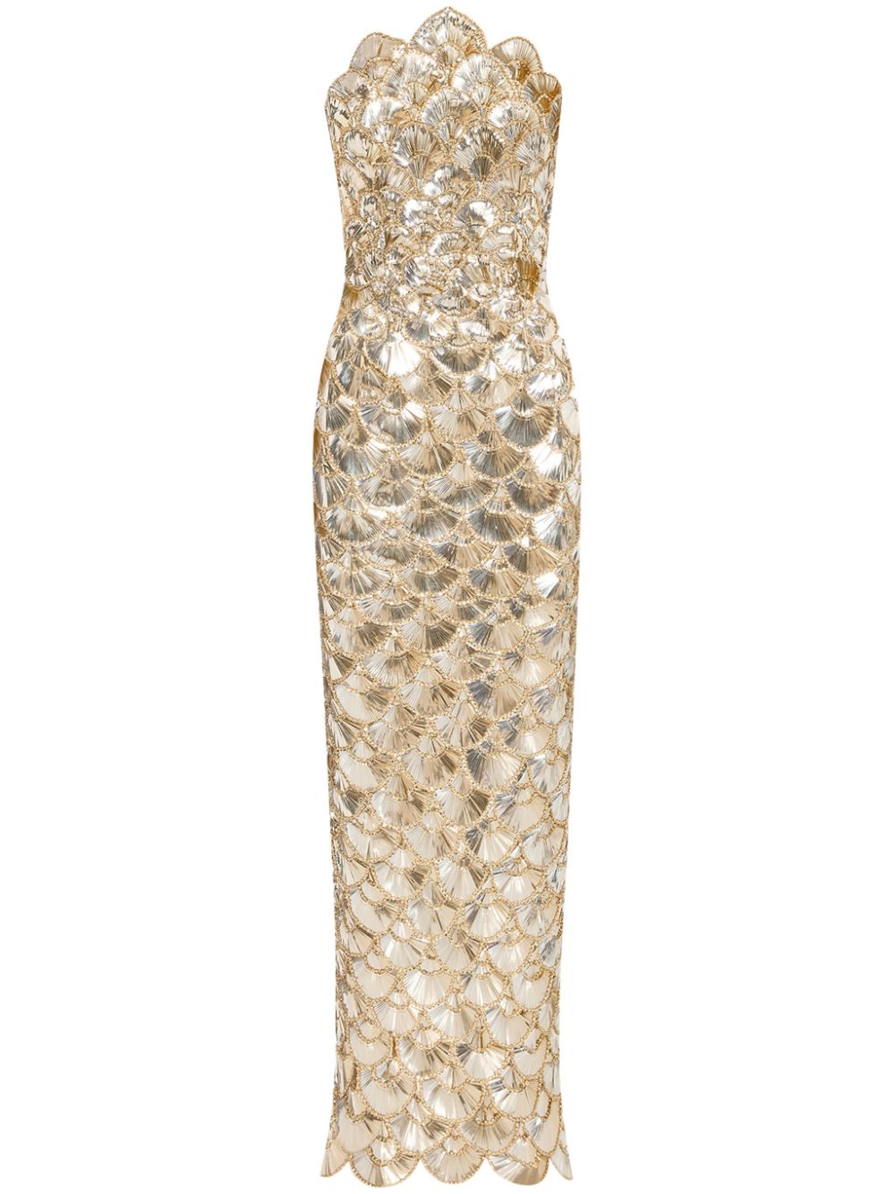 sequin-scallop embroidered gown