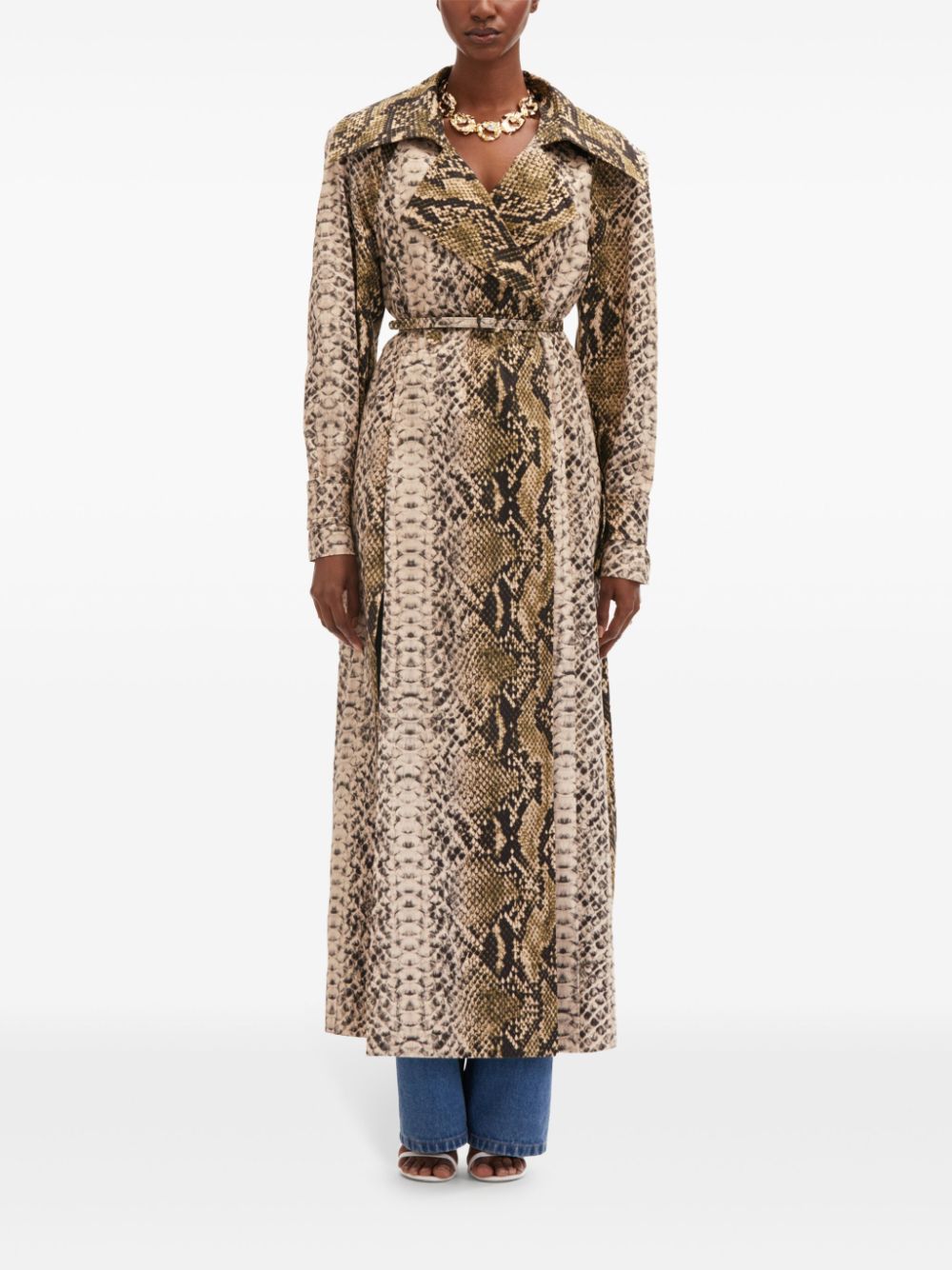 OSCAR DE LA RENTA SNAKE COTTON TRENCH COAT 