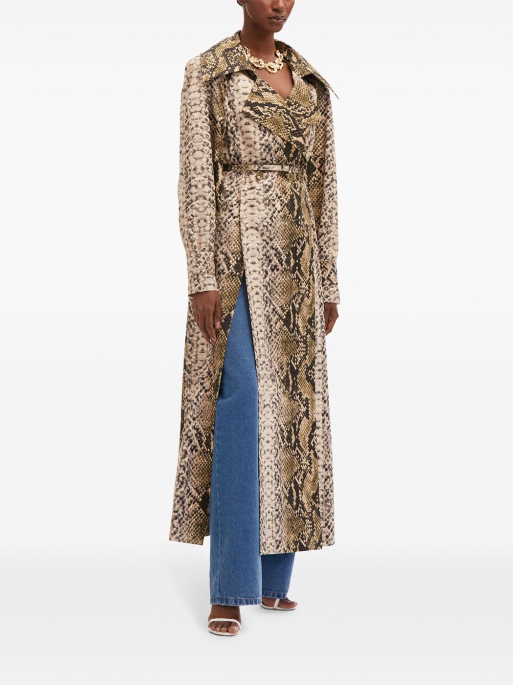 OSCAR DE LA RENTA SNAKE COTTON TRENCH COAT 