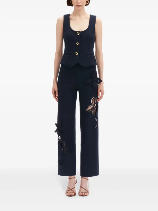 Oscar De La Renta O Button Tweed Vest | Blue | FARFETCH
