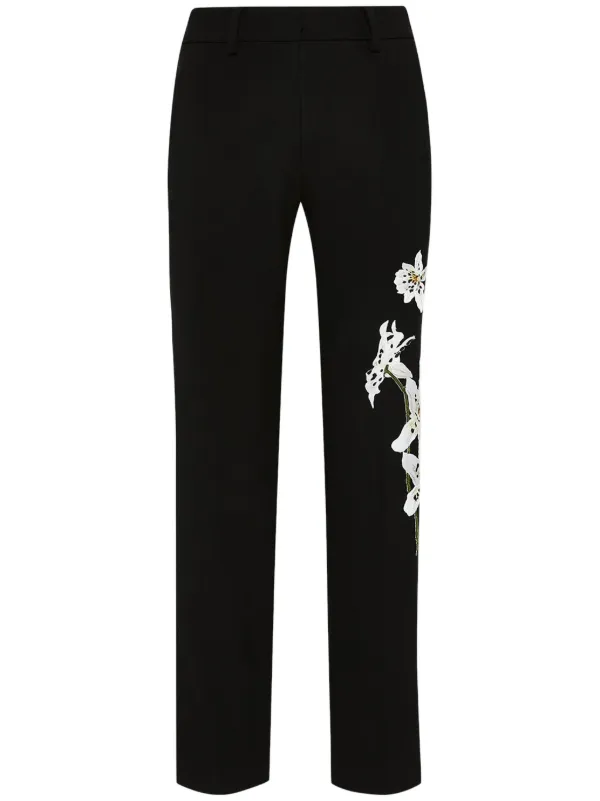 Oscar de la Renta Watercolor Orchid Trousers in Black