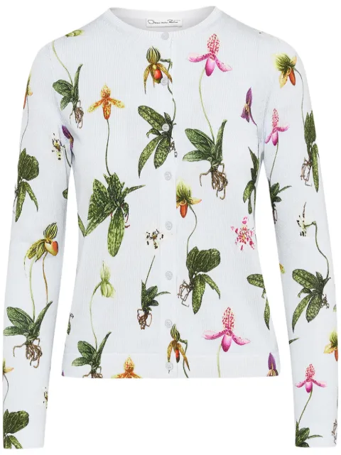 Oscar de la Renta Orchid-print cardigan