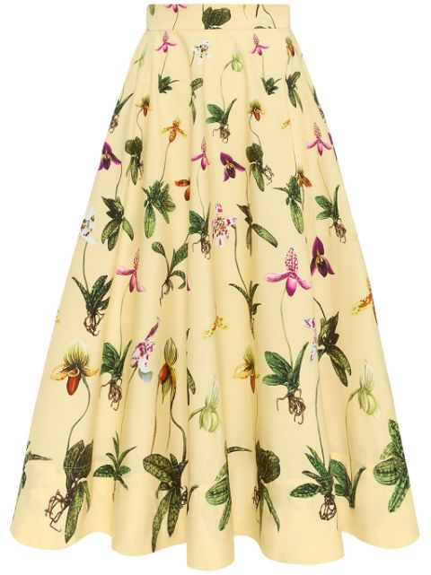 Oscar de la Renta Orchid cotton poplin skirt