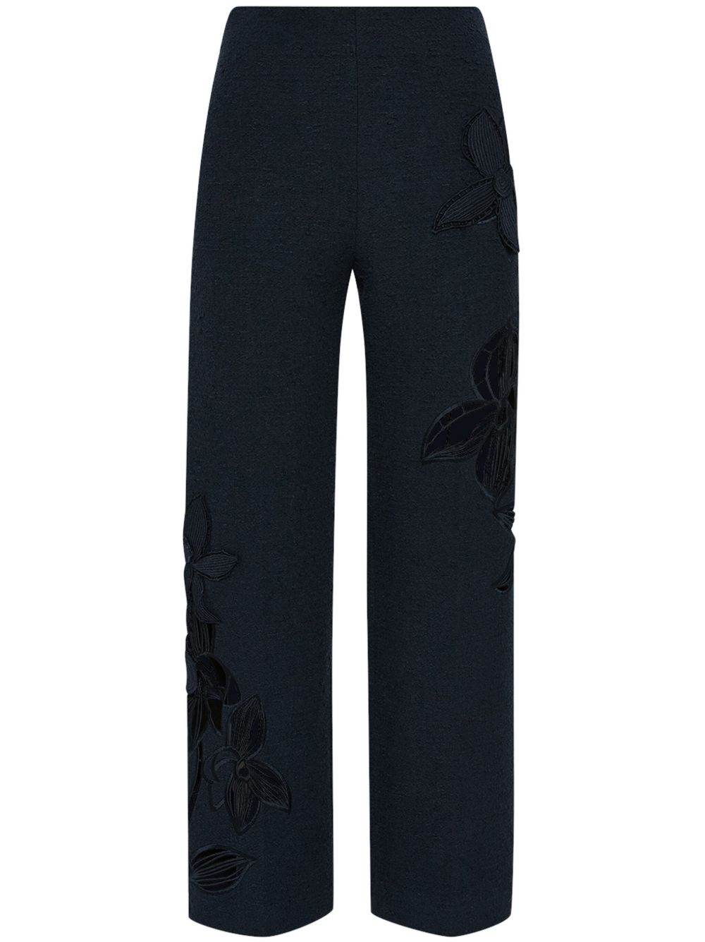 Orchid embroidered tweed trousers