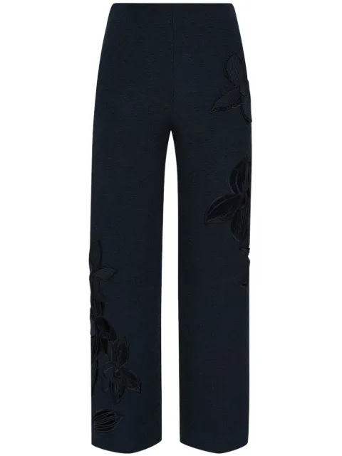 Oscar de la Renta Orchid embroidered tweed trousers