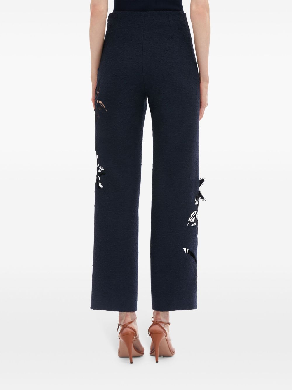 OSCAR DE LA RENTA ORCHID EMBROIDERED TWEED TROUSERS