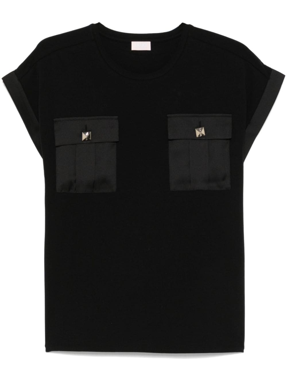 Shop Liu •jo Chest-pockets T-shirt In Schwarz