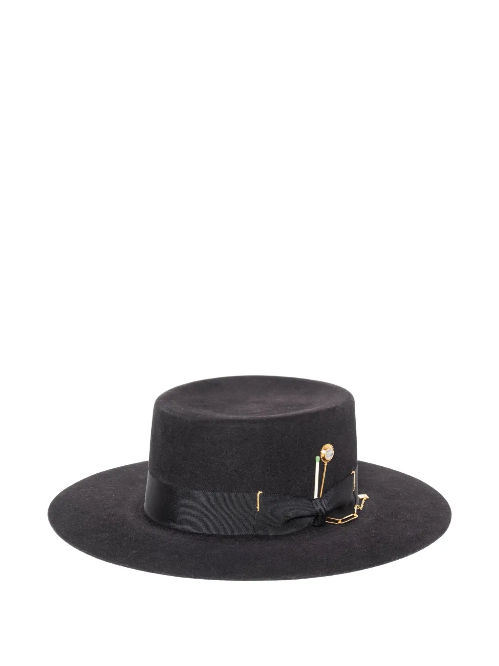 Nick Fouquet East Hall ribbon-trim pin hat - Nero