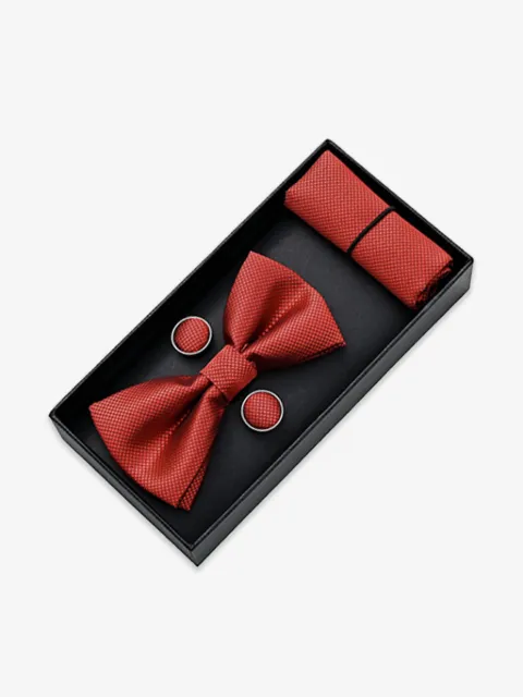 Moustache crosshatched bow tie set
