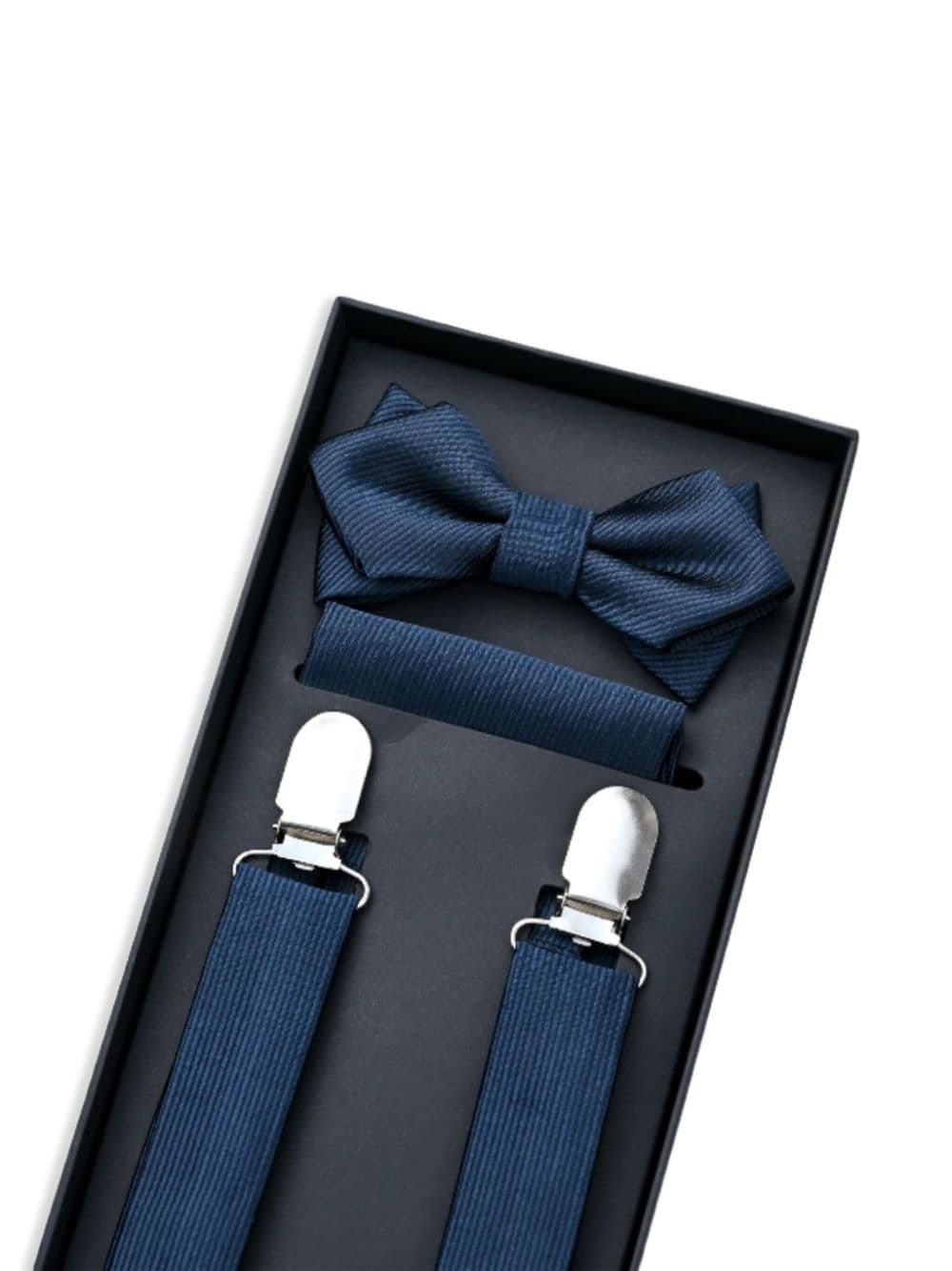 Moustache lined suspenders set - Blauw