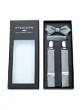 Moustache crosshatched suspenders set - Grey