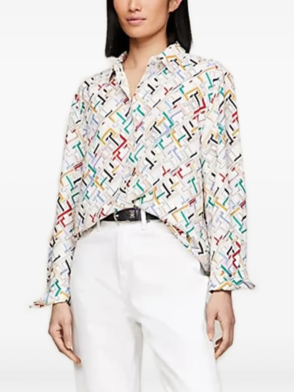 Tommy Hilfiger Monogram-pattern Shirt In White