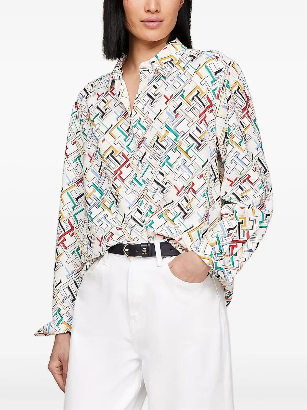 Tommy Hilfiger Blouse met monogram-print Wit