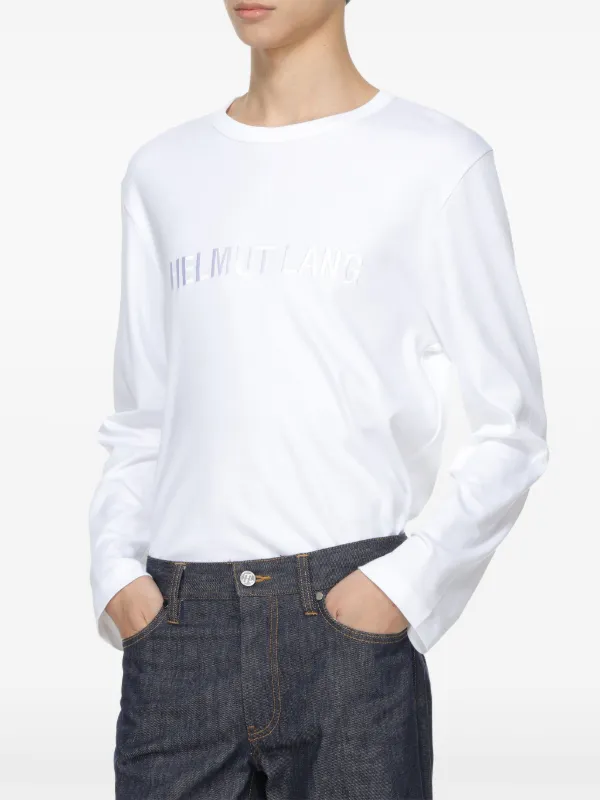 【関税込み】Helmut Lang ホワイト ロゴ刺繍 Tシャツ Helmut Lang logo-embroidered Cotton T-shirt | White | FARFETCH