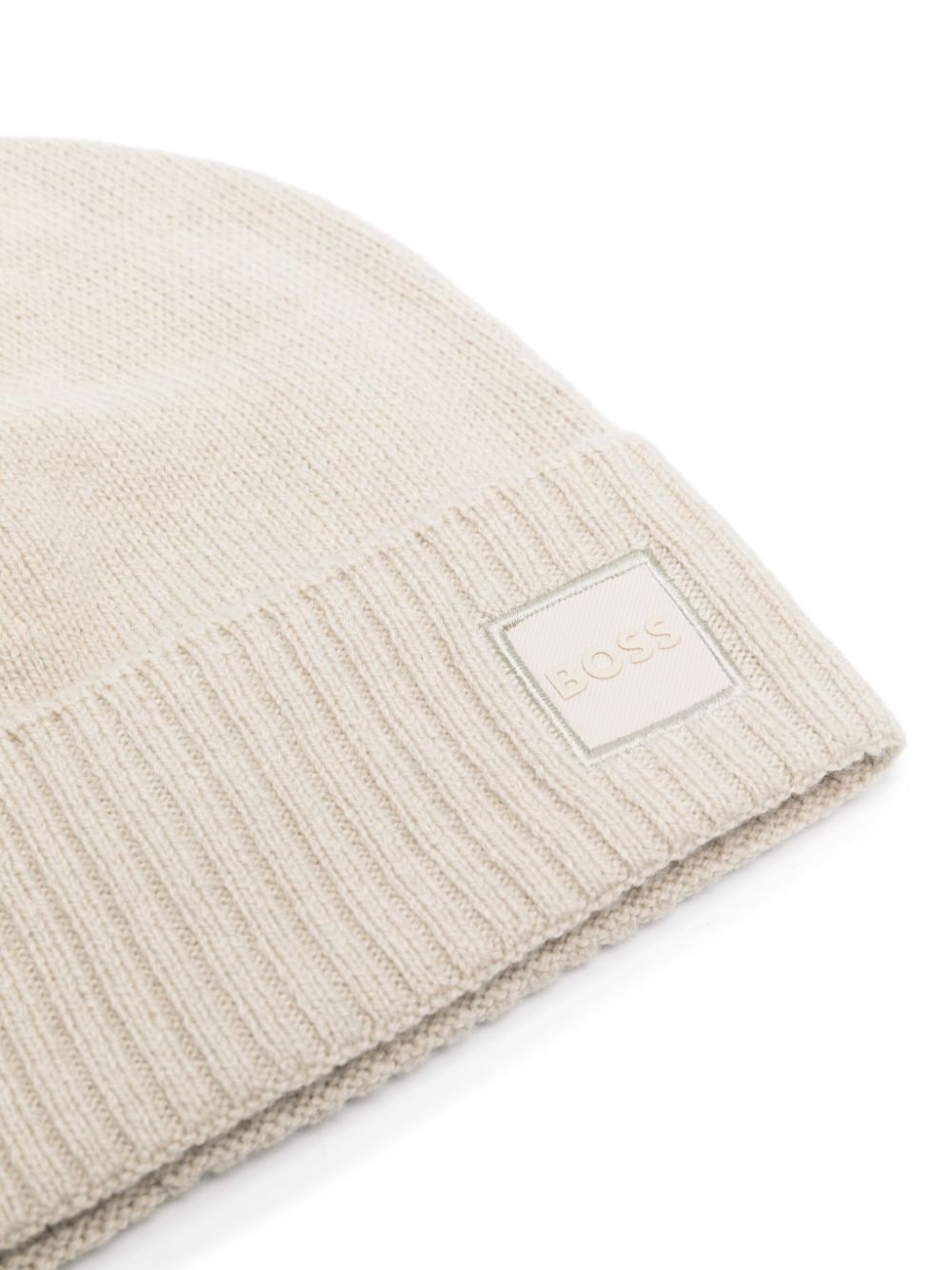 Shop Hugo Boss Logo-patch Beanie In Nude