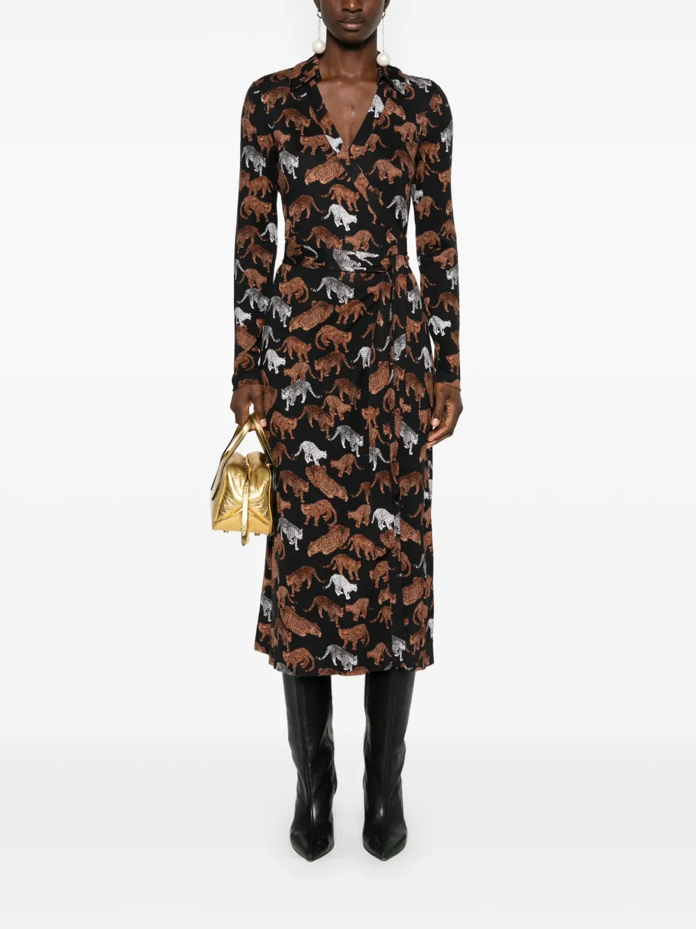 DVF Diane von Furstenberg Abigail midi-jurk - Zwart