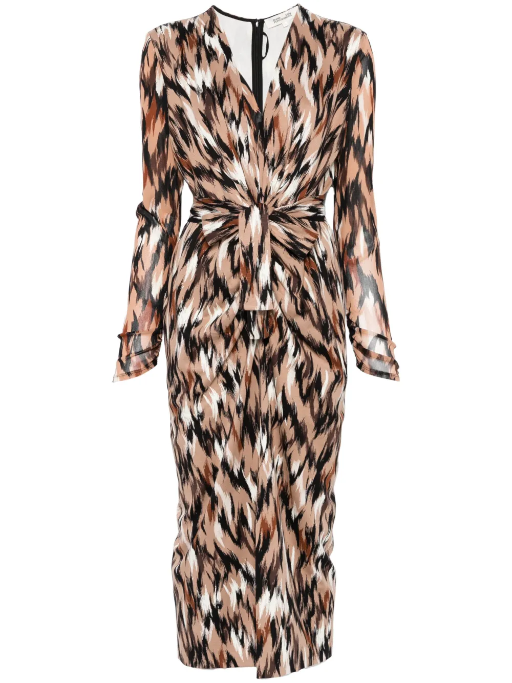 DVF Diane von Furstenberg Midi-jurk met ruches Beige