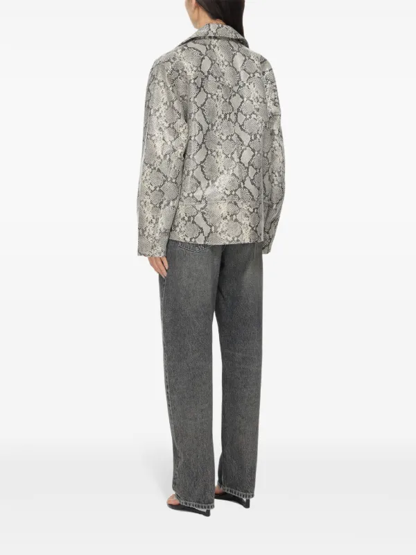 Won Hundred snakeskin print Leather Jacket Grey FARFETCH AO