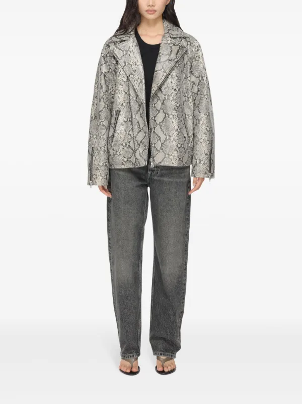 Won Hundred snakeskin-print Leather Jacket | Grey | FARFETCH