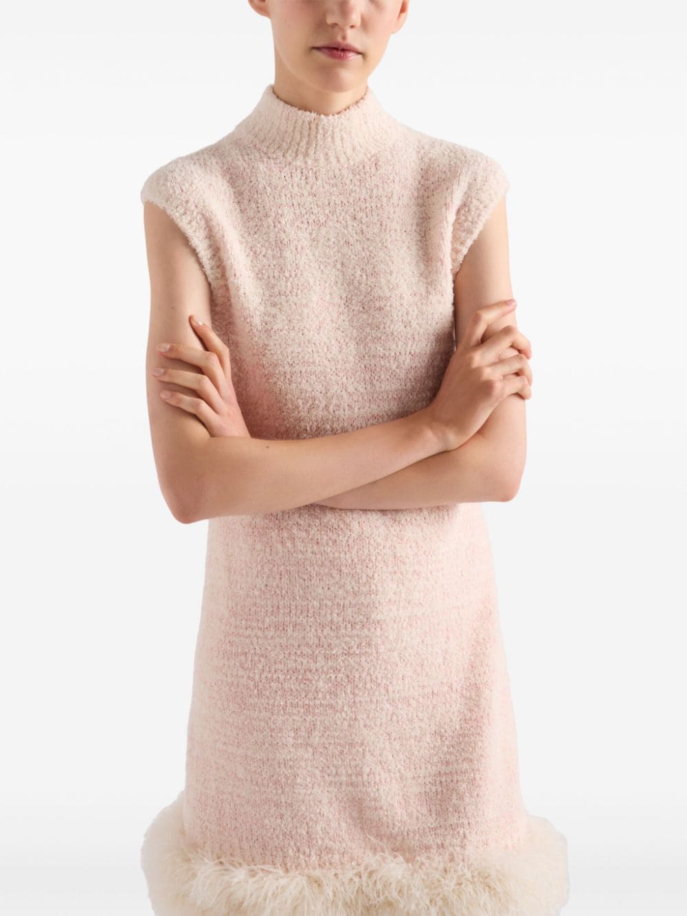 Shop Prada Mini Cotton Dress In Pink