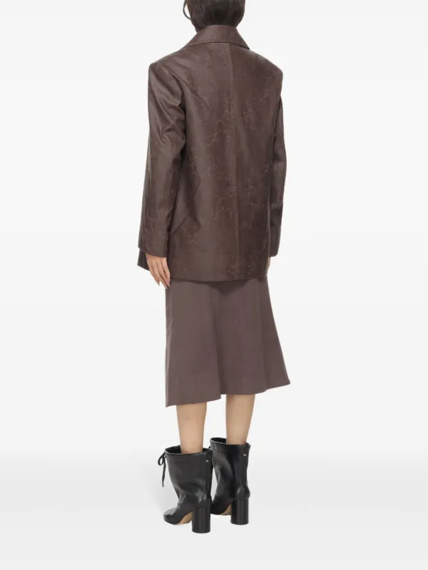 Low classic CREASED LEATHER COAT_BROWN｜その他